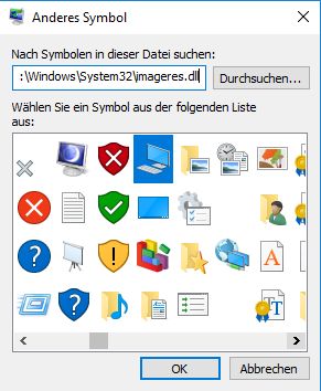 Windows 10 anderes Symbol einstellen