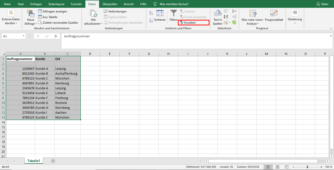 Excel 2003 Duplikate entfernen über Spezialfilter