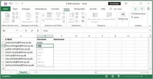 Excel Blitzvorschau hilft beim Ausfüllen von Daten